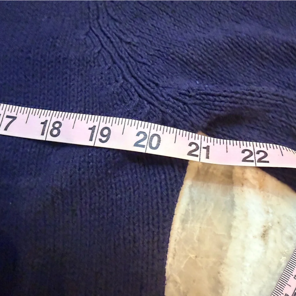 Skies Are Blue Navy Open Front Knit Cardigan Women’s L Textured Pocket Sweater